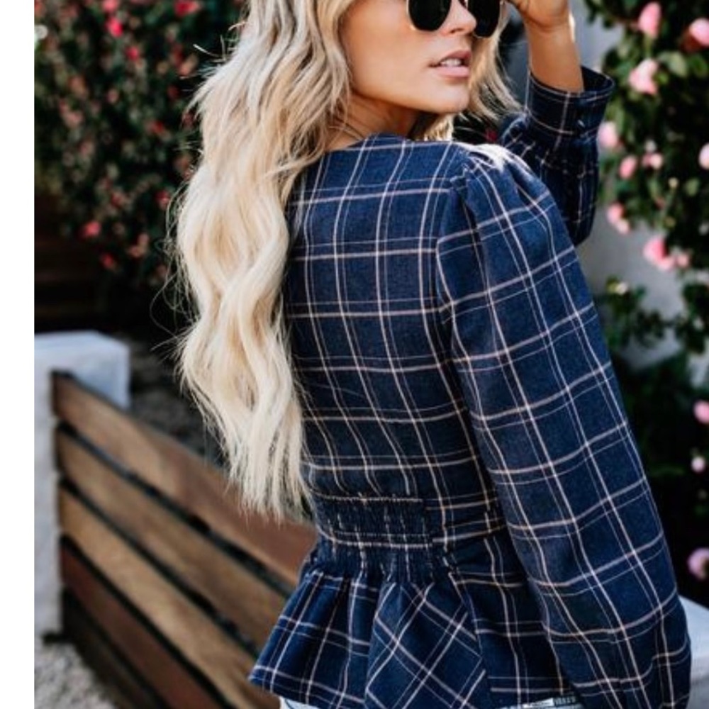 Simone Cotton Plaid Button Down Top - image 6